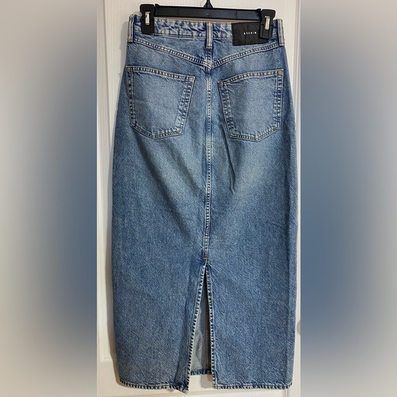 &Denim Midi Distressed Zippered Back Slit Hippie Boho Blue Jean Skirt Size XS - Picture 6 of 11
